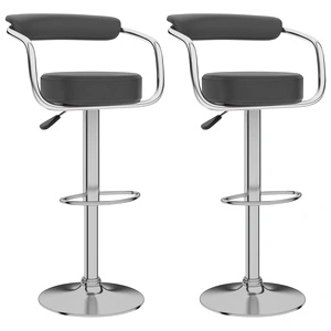 Бар табуретки, 2 бр, сиви, изкуствена кожа
