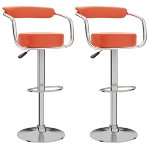 Бар табуретки, 2 бр, оранжеви, изкуствена кожа