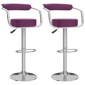 Бар табуретки, 2 бр, лилави, изкуствена кожа