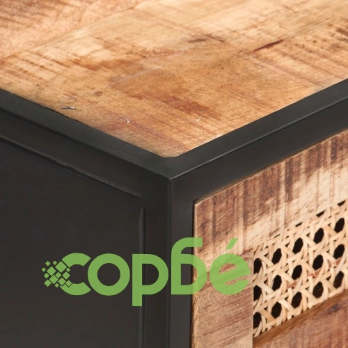 Конзолна маса, 100x35x75 cм, грубо мангово дърво и тръстика ➤ топ цена ➤ sorbe.bg