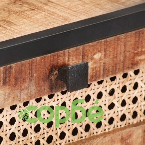 Конзолна маса, 100x35x75 cм, грубо мангово дърво и тръстика ➤ топ цена ➤ sorbe.bg