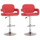 Бар табуретки, 2 бр, червени, изкуствена кожа