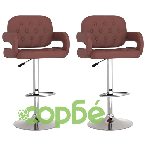 Бар табуретки, 2 бр, кафяви, изкуствена кожа ➤ топ цена ➤ sorbe.bg