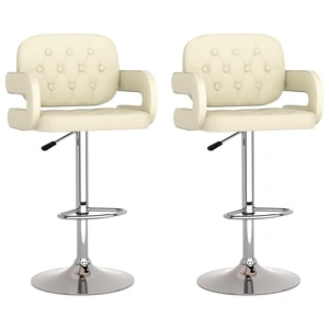Бар табуретки, 2 бр, кремави, изкуствена кожа
