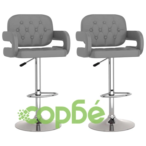 Бар табуретки, 2 бр, сиви, изкуствена кожа ➤ топ цена ➤ sorbe.bg