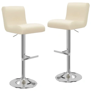 Бар табуретки, 2 бр, кремави, изкуствена кожа