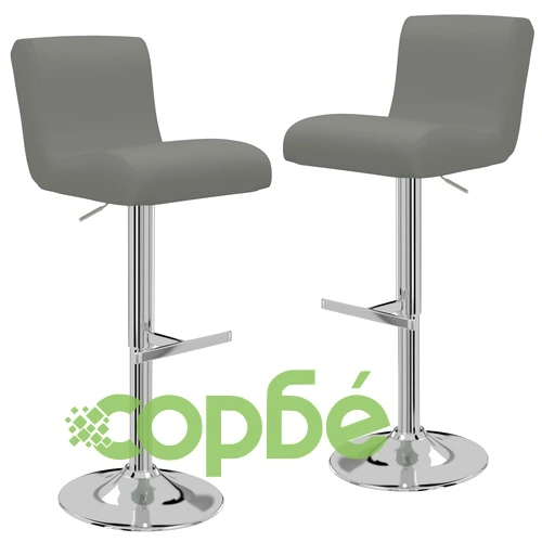 Бар табуретки, 2 бр, сиви, изкуствена кожа ➤ топ цена ➤ sorbe.bg