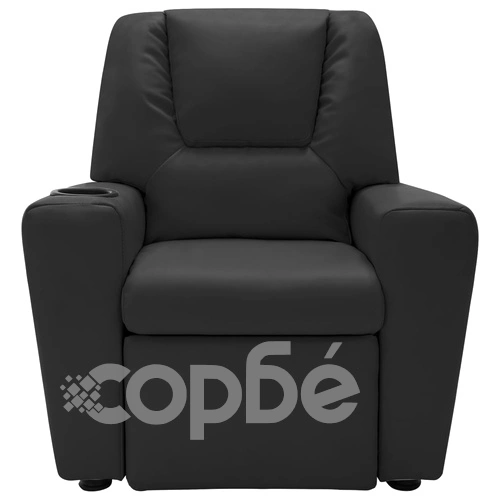 Детско наклоняемо кресло, изкуствена кожа, черно ➤ топ цена ➤ sorbe.bg