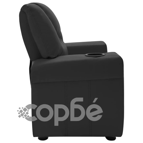 Детско наклоняемо кресло, изкуствена кожа, черно ➤ топ цена ➤ sorbe.bg