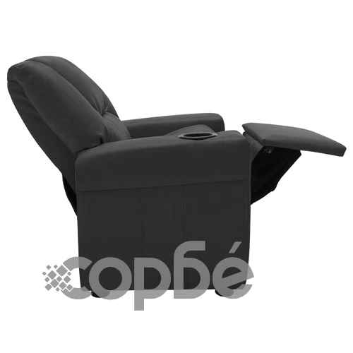 Детско наклоняемо кресло, изкуствена кожа, черно ➤ топ цена ➤ sorbe.bg