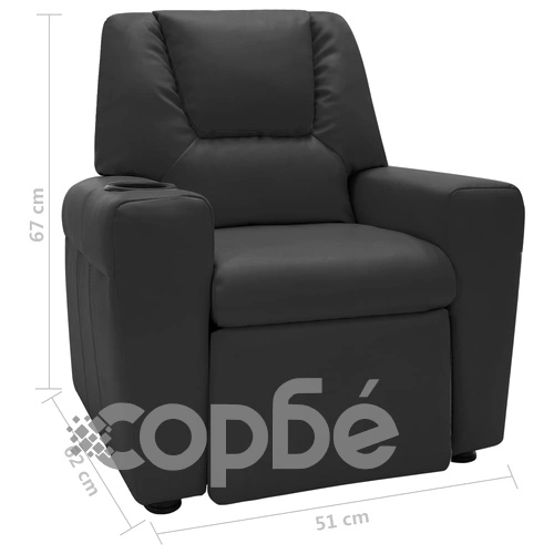 Детско наклоняемо кресло, изкуствена кожа, черно ➤ топ цена ➤ sorbe.bg