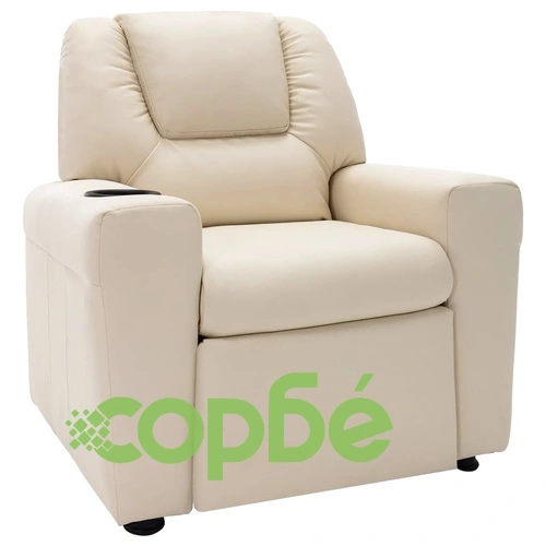Детско наклоняемо кресло, изкуствена кожа, кремавобяло ➤ топ цена ➤ sorbe.bg