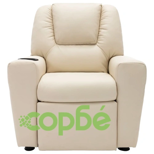 Детско наклоняемо кресло, изкуствена кожа, кремавобяло ➤ топ цена ➤ sorbe.bg