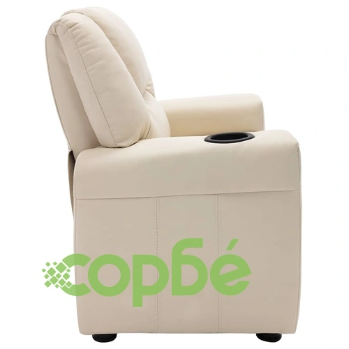 Детско наклоняемо кресло, изкуствена кожа, кремавобяло ➤ топ цена ➤ sorbe.bg