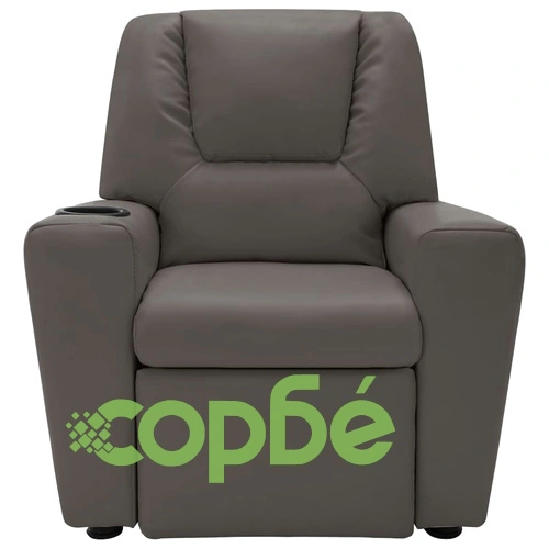 Детско наклоняемо кресло, изкуствена кожа, антрацит сиво ➤ топ цена ➤ sorbe.bg