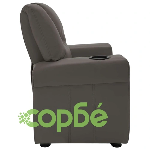 Детско наклоняемо кресло, изкуствена кожа, антрацит сиво ➤ топ цена ➤ sorbe.bg