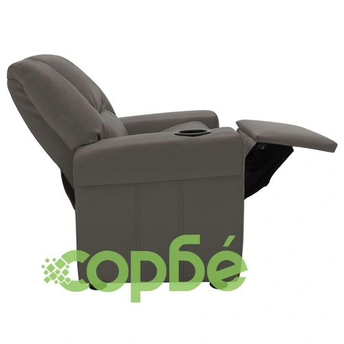 Детско наклоняемо кресло, изкуствена кожа, антрацит сиво ➤ топ цена ➤ sorbe.bg