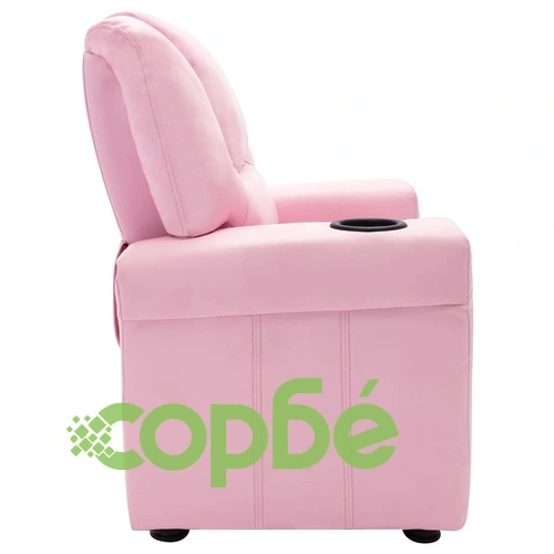 Детско наклоняемо кресло, изкуствена кожа, розово ➤ топ цена ➤ sorbe.bg