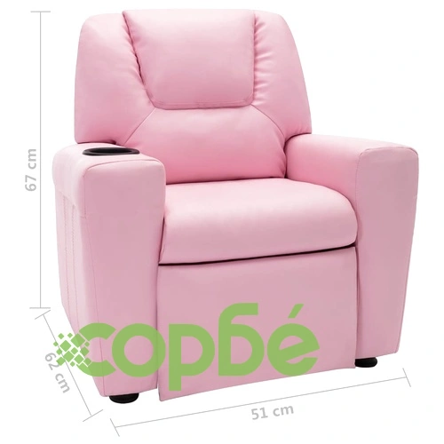 Детско наклоняемо кресло, изкуствена кожа, розово ➤ топ цена ➤ sorbe.bg
