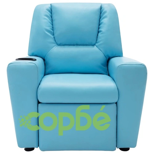 Детско наклоняемо кресло, изкуствена кожа, синьо ➤ топ цена ➤ sorbe.bg