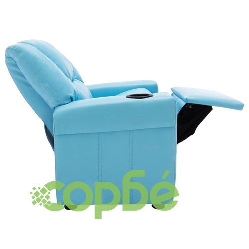 Детско наклоняемо кресло, изкуствена кожа, синьо ➤ топ цена ➤ sorbe.bg