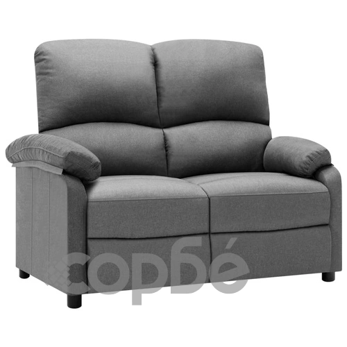 2-местно кресло реклайнер, светлосиво, текстил ➤ топ цена ➤ sorbe.bg