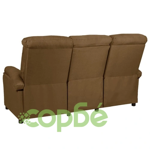 3-местно кресло реклайнер, кафяво, текстил ➤ топ цена ➤ sorbe.bg