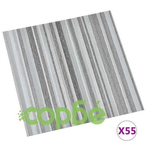Самозалепващи подови дъски, 55 бр, PVC, 5,11 м², светлосиви ➤ топ цена ➤ sorbe.bg