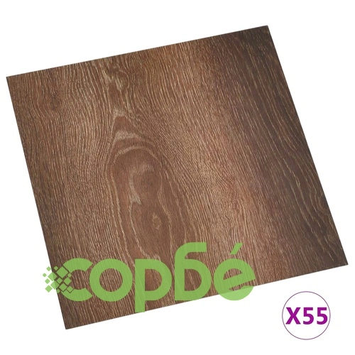Самозалепващи подови дъски, 55 бр, PVC, 5,11 м², кафяви ➤ топ цена ➤ sorbe.bg
