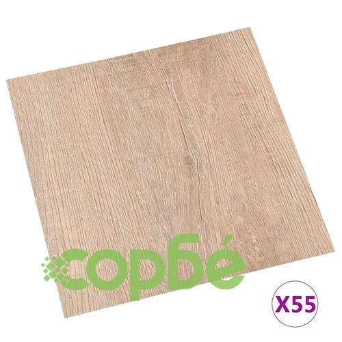 Самозалепващи подови дъски, 55 бр, PVC, 5,11 м², кафяви ➤ топ цена ➤ sorbe.bg