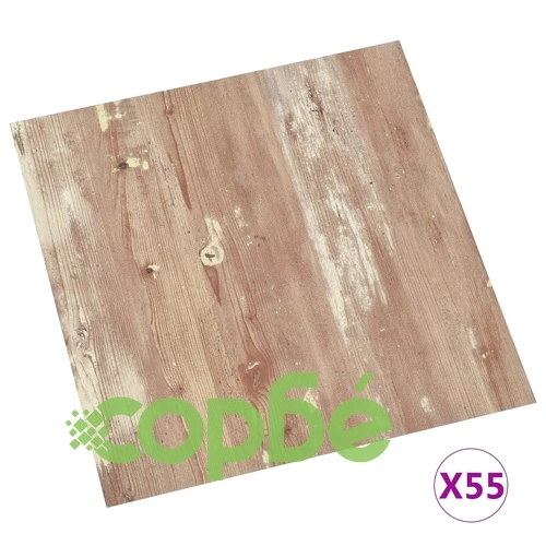 Самозалепващи подови дъски, 55 бр, PVC, 5,11 м², кафяви ➤ топ цена ➤ sorbe.bg