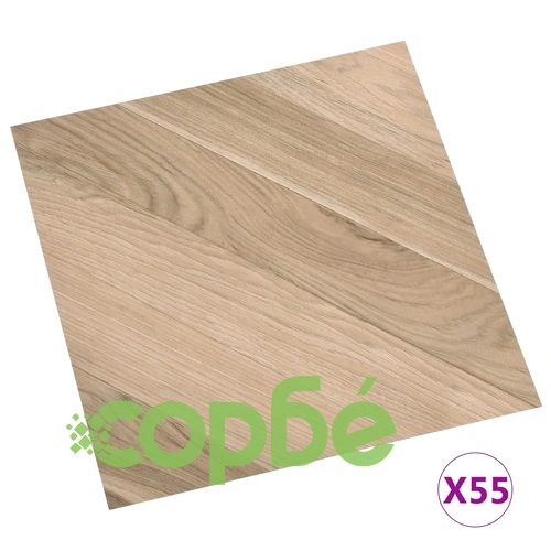 Самозалепващи подови дъски, 55 бр, PVC, 5,11 м², кафяви ивици ➤ топ цена ➤ sorbe.bg