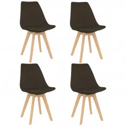 Трапезни столове, 4 бр, тъмнокафяви, текстил