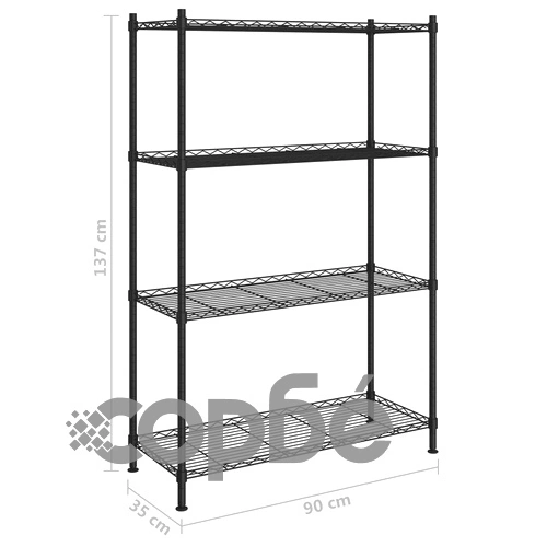 324622  4-Tier Storage Shelf 90x35x137 cm Black 200 kg ➤ топ цена ➤ sorbe.bg