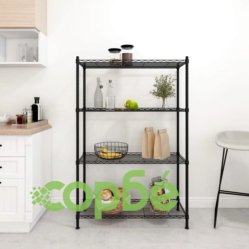 324622  4-Tier Storage Shelf 90x35x137 cm Black 200 kg ➤ топ цена ➤ sorbe.bg