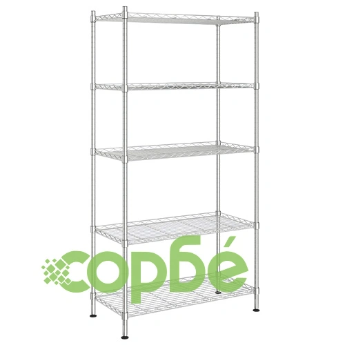 5-етажен стелаж за съхранение 90x35x180 см хром 250 кг ➤ топ цена ➤ sorbe.bg