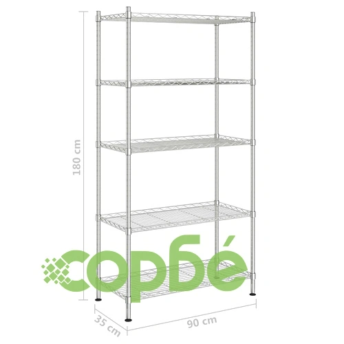 5-етажен стелаж за съхранение 90x35x180 см хром 250 кг ➤ топ цена ➤ sorbe.bg