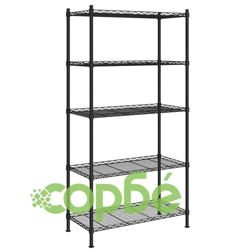 5-етажен стелаж за съхранение 90x35x180 см черен 250 кг ➤ топ цена ➤ sorbe.bg