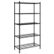 5-етажен стелаж за съхранение 90x35x180 см черен 250 кг