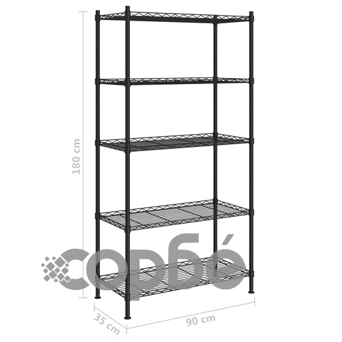 5-етажен стелаж за съхранение 90x35x180 см черен 250 кг ➤ топ цена ➤ sorbe.bg