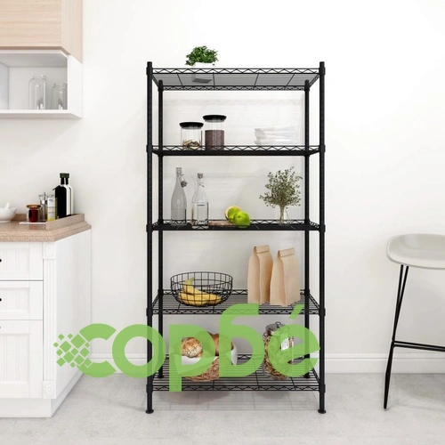 5-етажен стелаж за съхранение 90x35x180 см черен 250 кг ➤ топ цена ➤ sorbe.bg