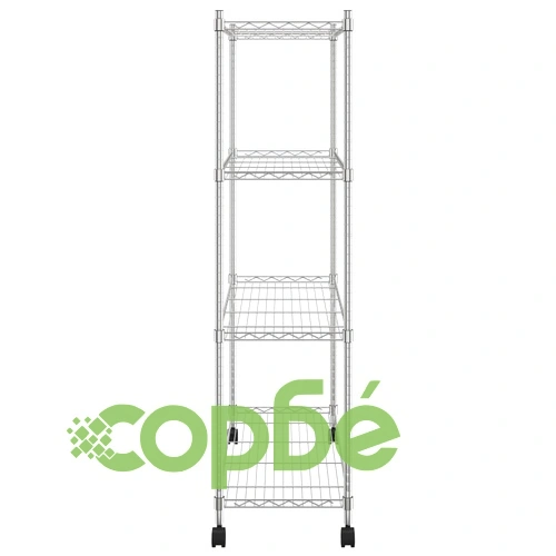 4-етажен стелаж за съхранение с колела 90x35x142 см хром 200 кг ➤ топ цена ➤ sorbe.bg