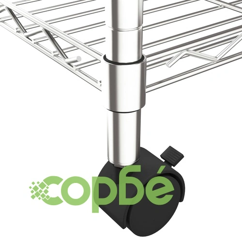 4-етажен стелаж за съхранение с колела 90x35x142 см хром 200 кг ➤ топ цена ➤ sorbe.bg
