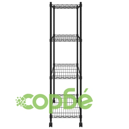 4-етажен стелаж за съхранение с колела 90x35x142 см черен 200кг ➤ топ цена ➤ sorbe.bg