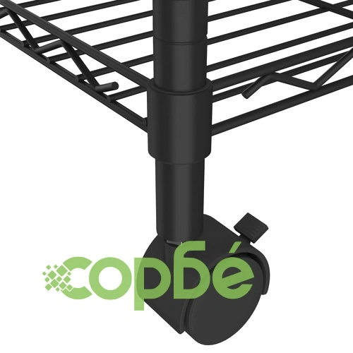 4-етажен стелаж за съхранение с колела 90x35x142 см черен 200кг ➤ топ цена ➤ sorbe.bg