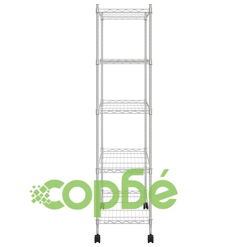 5-етажен стелаж за съхранение с колела 75x35x155 см хром 250 кг ➤ топ цена ➤ sorbe.bg