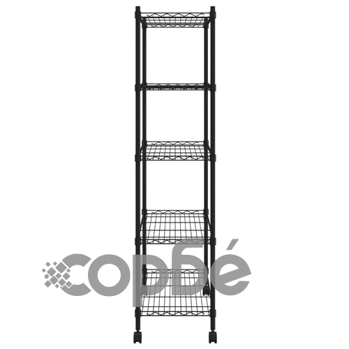 5-етажен стелаж за съхранение с колела 75x35x155 см черен 250кг ➤ топ цена ➤ sorbe.bg