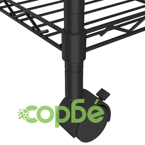 5-етажен стелаж за съхранение с колела 75x35x155 см черен 250кг ➤ топ цена ➤ sorbe.bg