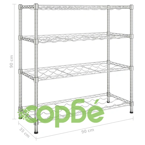 4-етажна стойка за вино за 36 бутилки, хромирано желязо ➤ топ цена ➤ sorbe.bg