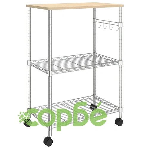 Кухненска количка на 3 нива, 61x36x85 см, хромирано желязо ➤ топ цена ➤ sorbe.bg